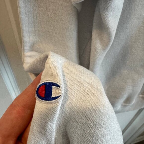 Champion Hoodie Mens Medium White Long Sleeve Drawstring Kangaroo Pocket Pullove - Picture 11 of 11